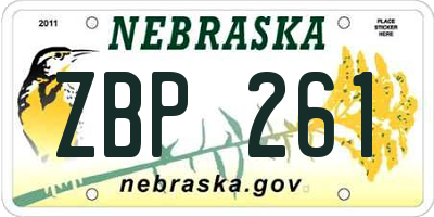 NE license plate ZBP261