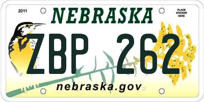 NE license plate ZBP262