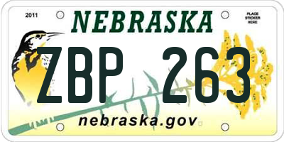 NE license plate ZBP263
