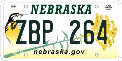NE license plate ZBP264