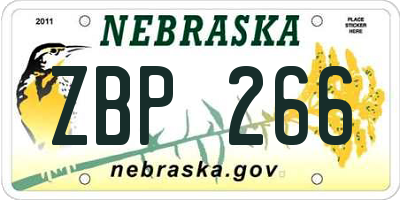 NE license plate ZBP266
