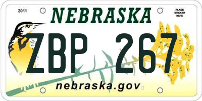 NE license plate ZBP267