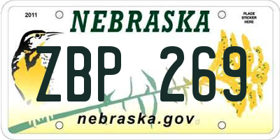 NE license plate ZBP269