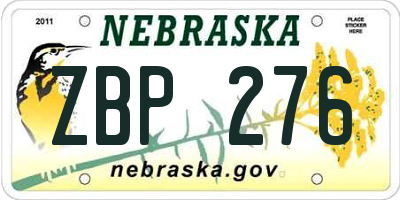 NE license plate ZBP276