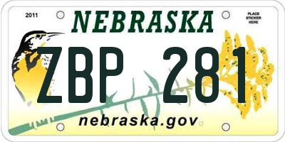 NE license plate ZBP281