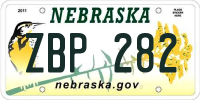 NE license plate ZBP282