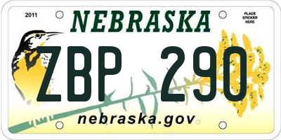 NE license plate ZBP290