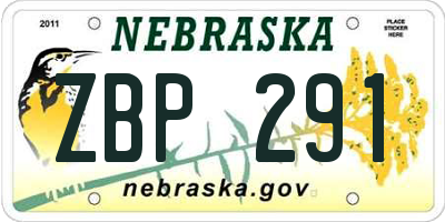 NE license plate ZBP291