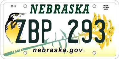 NE license plate ZBP293