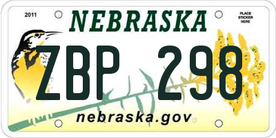 NE license plate ZBP298