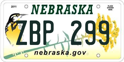 NE license plate ZBP299