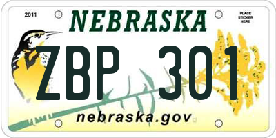 NE license plate ZBP301