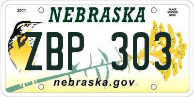 NE license plate ZBP303