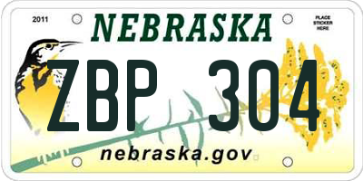 NE license plate ZBP304