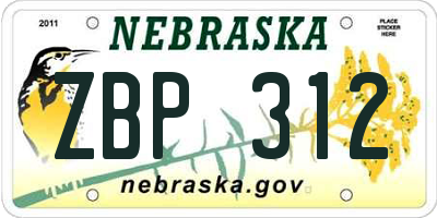 NE license plate ZBP312