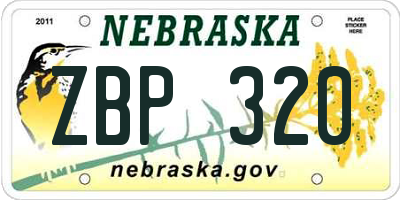 NE license plate ZBP320