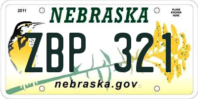 NE license plate ZBP321