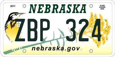 NE license plate ZBP324