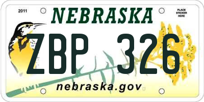 NE license plate ZBP326