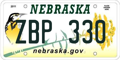 NE license plate ZBP330