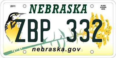 NE license plate ZBP332