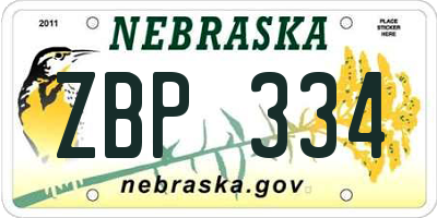 NE license plate ZBP334