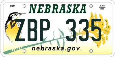 NE license plate ZBP335