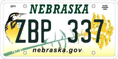 NE license plate ZBP337