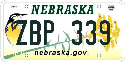 NE license plate ZBP339