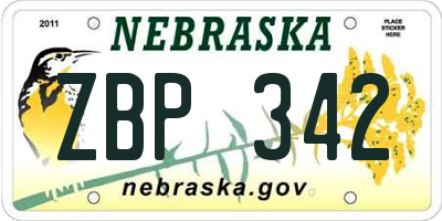 NE license plate ZBP342