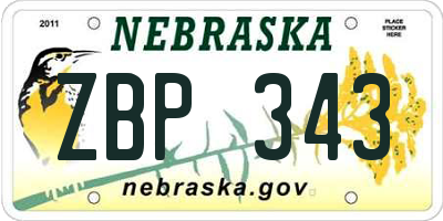 NE license plate ZBP343
