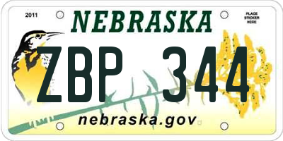 NE license plate ZBP344