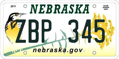 NE license plate ZBP345