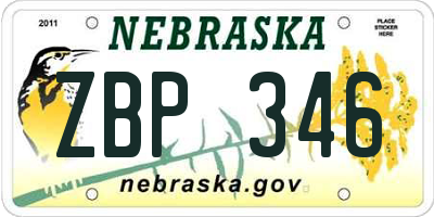 NE license plate ZBP346