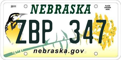 NE license plate ZBP347