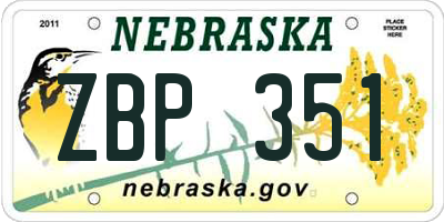 NE license plate ZBP351
