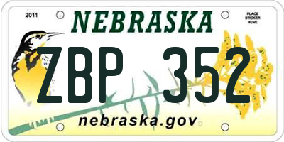 NE license plate ZBP352