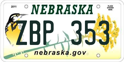 NE license plate ZBP353