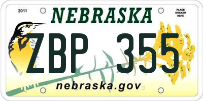 NE license plate ZBP355