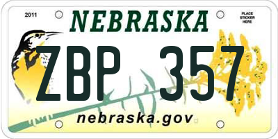 NE license plate ZBP357