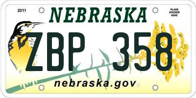 NE license plate ZBP358