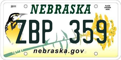 NE license plate ZBP359