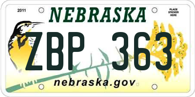 NE license plate ZBP363