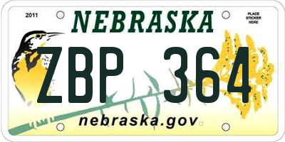 NE license plate ZBP364