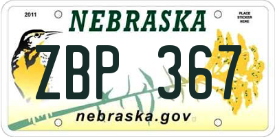 NE license plate ZBP367