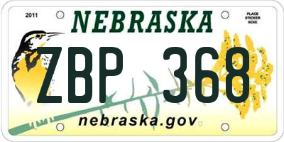NE license plate ZBP368