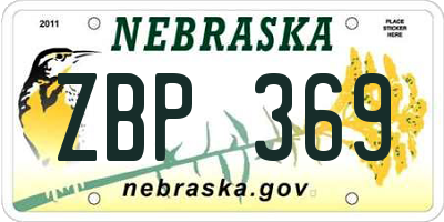 NE license plate ZBP369