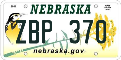 NE license plate ZBP370