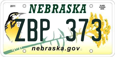 NE license plate ZBP373