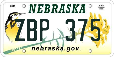 NE license plate ZBP375